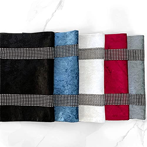 Black Velvet Placemats Set of 4 - Minimalist Diamond Stripe Elegant Dining & Decor