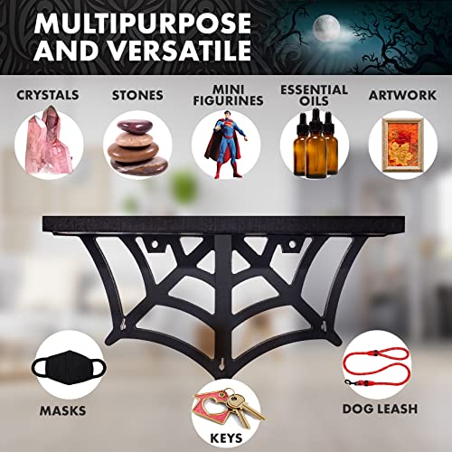 Gothic Spider Web Wall Shelf with Hooks - Halloween Halloween Decor for Home & Kitchen