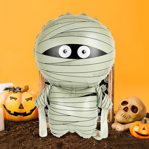 Large Mummy Foil Balloons Halloween Party Decorations - 6 Pack