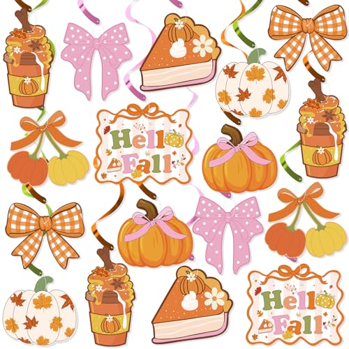 Fall Party Decorations Hanging Swirl Ceiling Decor Pumpkin Bows Thanksgiving