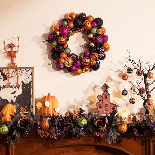 20 Inch Pumpkin Wreath for Front Door Halloween Decorations - Valery Madelyn