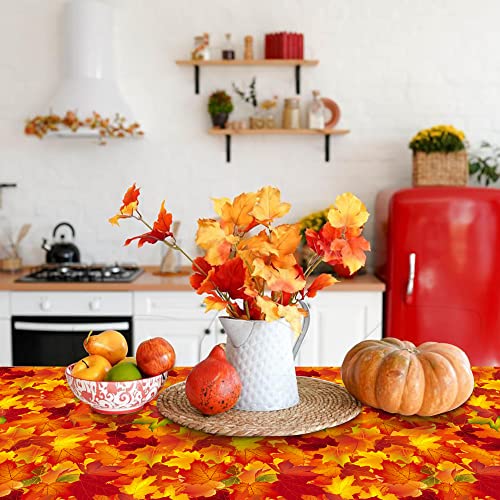 Autumn Maple Leaf Plastic Tablecloths 4 Pack - Fall Harvest Party Decor, 54x108 inches - Variation of 4