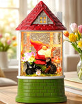 Castle Spring Snow Globe Lantern Easter Decor with Gnome & Timer - Indoor Lighted Gift
