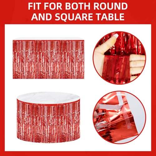 Red Foil Fringe Table Skirt - 29x108 Inch Party Backdrop & Float Decoration