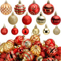 Deloky 112Pcs Red and Gold Christmas Ball Ornaments Set - Small Holiday Baubles, Shatterproof Decorations, 3 Sizes - Variation: Red & Gold