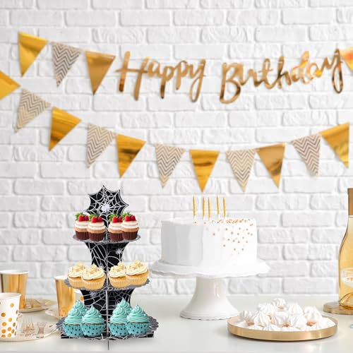 Halloween Black Spider Web Cupcake Stand 3-Tier Party Decor