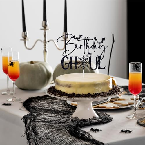 Halloween Spider Cake Topper with Glitters for Birthday and Party Decorations