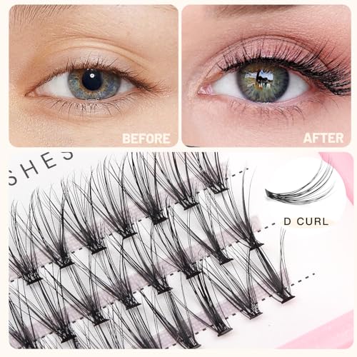 False Eyelash Clusters 8-22mm Length, 0.07mm Thickness, Natural Curl, Handmade Bulk Pack