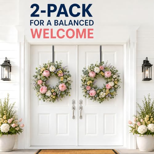 12-Inch Metal Wreath Hanger for Front Door - Over-the-Door Hook, Silver, 2 Pack