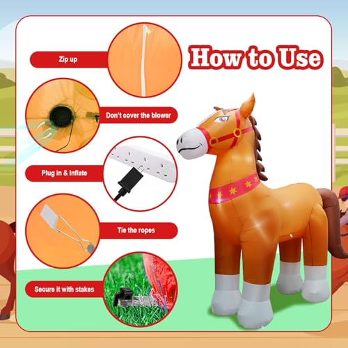 Giant 9FT Inflatable Clydesdale Horse with LED Lights for Outdoor Holiday Decor