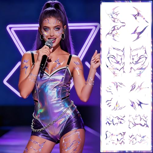 Laser Hunter Cosplay Holographic Temporary Tattoos Set - Fantasy Creature Design