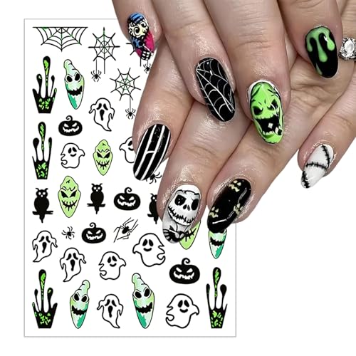 Halloween Nail Stickers Spider Web Ghost Nails - 3D Self-Adhesive Design, Variation Hallowen Style 14