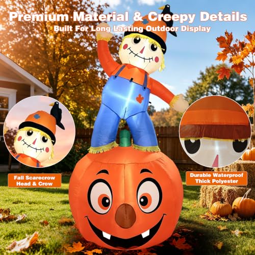8FT Fall Thanksgiving Inflatable with Built-in LEDs - Orange