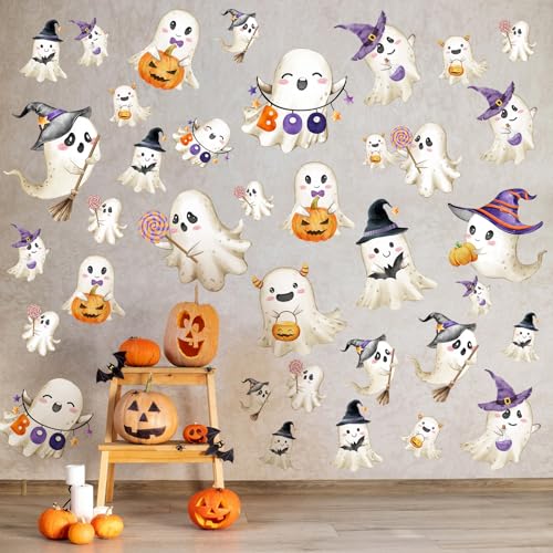 Halloween Ghost Wall Decals - Removable Stickers for Party & Home Decor - 74 Pieces - Variation: Ghost