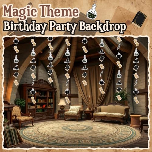 Vintage Magic Theme Letter Garland Banner - Dark Magic Variation, 8 Pieces