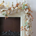 Artificial Maples Leaf Pumpkin Garland - Fall Decor, 6FT Autumn Wreath for Thanksgiving Halloween and Home Porch