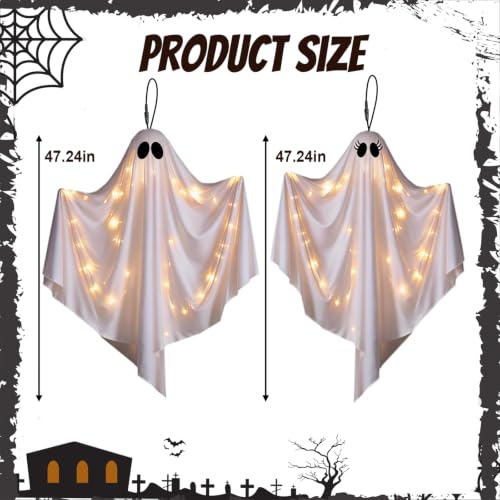 Light Up Hanging Ghost Halloween Decorations - Outdoor Indoor Spooky Ghosts Set
