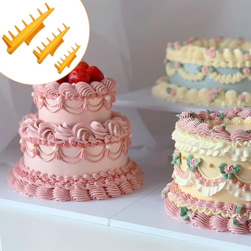 Cake Arch Guide Tools Set for 4-12 Inch Cakes - Ruffle Piping Decorating Guide - Yellow, Variation A