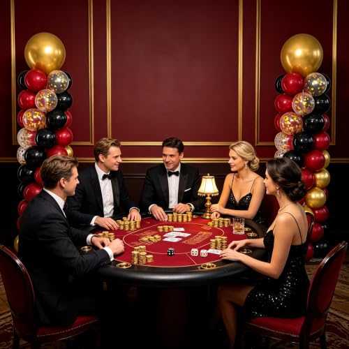 Black Burgundy Gold Balloon Column Stand Set for Party Decorations - Variation: Black Burgundy Gold