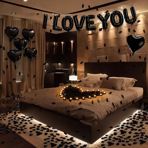 Black I Love You Balloons Set for Romantic Decor - Variation of THIS listing