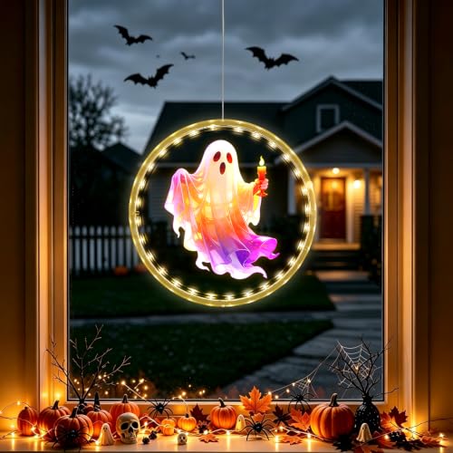 9.42 Inch Rechargeable Halloween Window Lights with Timer - 3 Pack Indoor Decor