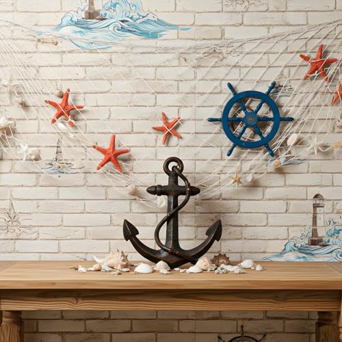 Nautical Fishnet Decorations for Party - Cotton Sea Life Underwater Decor, 2 Pack