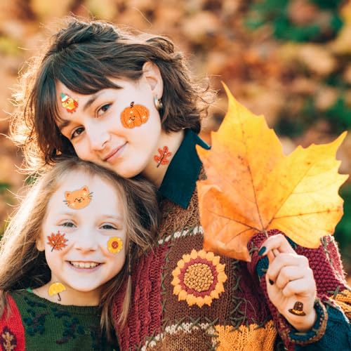 Autumn Glitter Temporary Tattoos for Kids - 120 Pcs Fall Harvest Designs