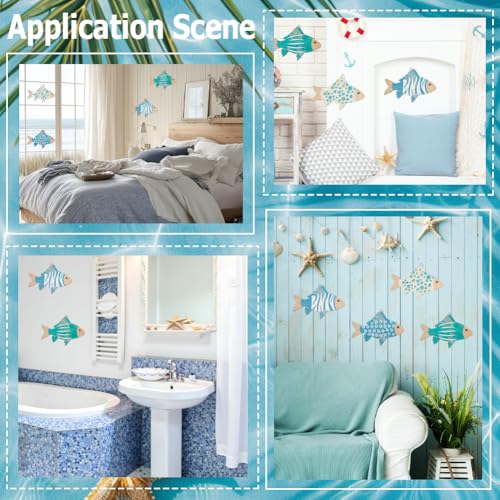 Wood Fish Wall Decor - Nautical Coastal Beach Art Set - Style2
