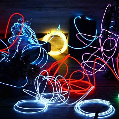13ft Neon EL Wire Light Set - 15 Pack, 3 Modes, Battery Powered, Multi-Color
