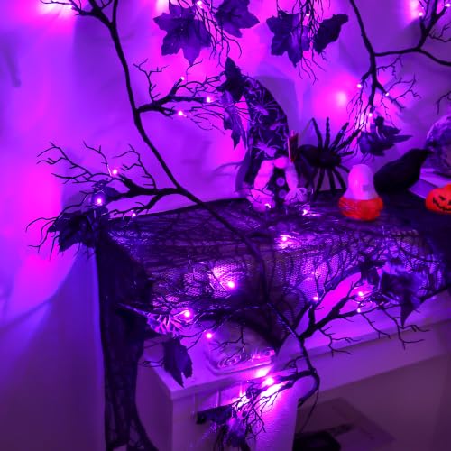 Purple Lighted Halloween Garland - 9 Ft Battery-Operated Willow Vine Decor with 8 Modes & Timer