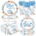 Blue Baby Shower Paper Plates Napkins Cups & Cutlery - Spooky Halloween Theme - Serve 24 - Variation: Blue