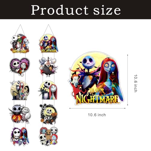 Nightmare Theme Porch Sign Banner 2-Pack for Kids Birthday Party Decorations