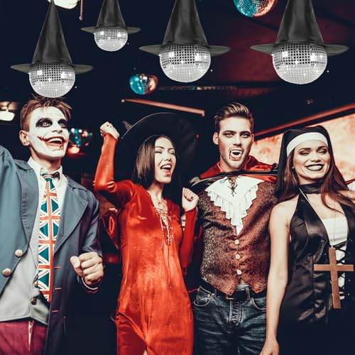Halloween Inflatable Disco Ball & Witch Hat Decorations Set - Indoor Outdoor Party Decor