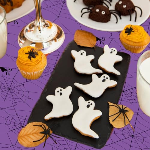 Multicolor Spiderweb Plastic Tablecloth Set - Halloween and Spooky Party Decor