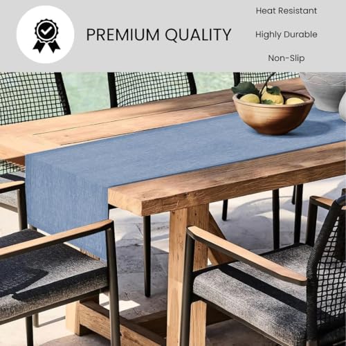Light Blue 100% Linen Table Runner 72 Inch Long - Rustic Farmhouse Decor