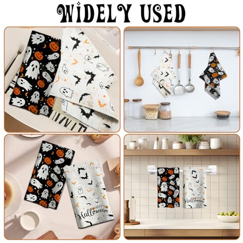 Halloween Kitchen Towels 2pcs - 18x26 Inch Dish Hand Towels for Kitchen & Home - Scary Fall Decor - Variation 2pcs-a