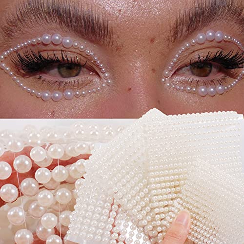 Self Adhesive Nail Rhinestones & Body Art Gems - White Pearl 4 Sheets