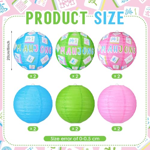 Panelee Mahjong Party Decorations - 12 Hanging Paper Lanterns - Mahjong Theme Variation