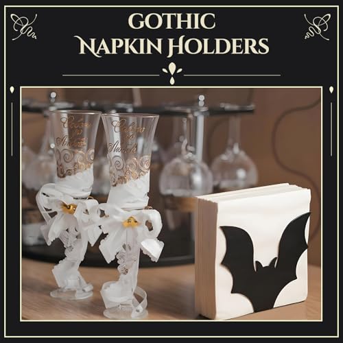 Gothic Bat Napkin Holder - Metal Table Tissue Dispenser for Home & Dining