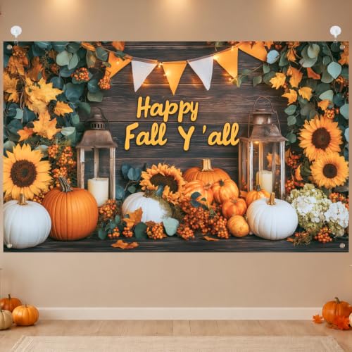 Happy Fall Banner - Fall Decor 3 - 71x43 Inches Autumn Wall Hanging