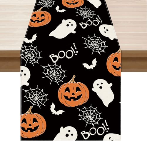 Halloween Ghost Pumpkin Table Runner - 13x36 Inch Festive Decor - XCHI