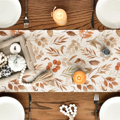 Artoid Mode 13x120 Inch Fall Table Runner Beige Polyester Home Decor