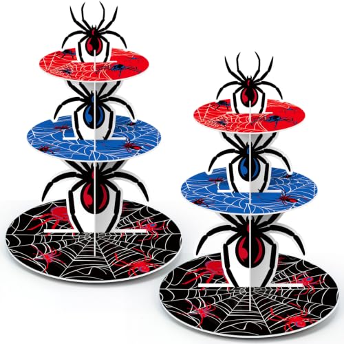 Spider Cupcake Stand 3-Tier Decoration for Halloween & Party - Mosasaurus Variation