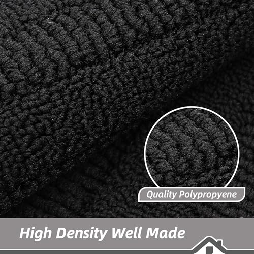 Non Slip Washable Kitchen Rug 30x18 Inch - Black, Semicircular Variation