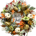 Fall Wreath 22 Inch Autumn Door & Wall Decor with Pumpkin Maple Leaves