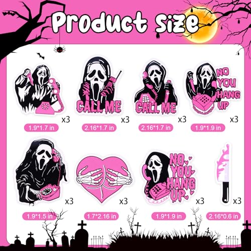Pink Horror Movie Cupcake Toppers 24PCS Halloween Party Decor