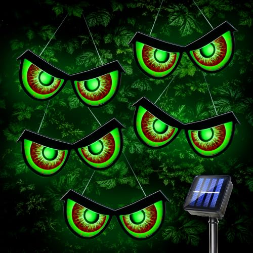 Green Halloween Eye Lights - Solar Spooky Eye Decorations, 5 Pack