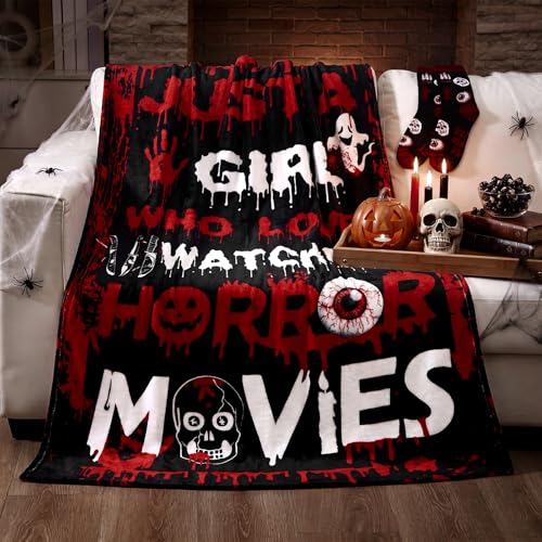 Horror Movie Throw Blanket & Socks Set - Halloween Spooky Cozy Accessories - Variation of THIS listing