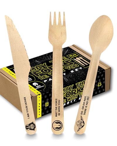 Disposable Wooden Cutlery Set 45 pcs - Eco-Friendly Party Favors