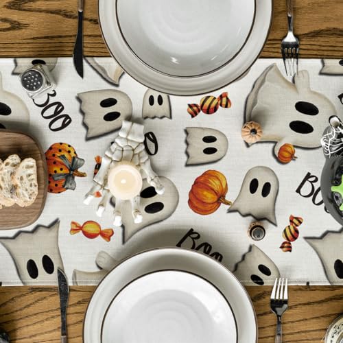 Halloween 13x72 Inch Table Runner - Beige Polyester Home Party Decor